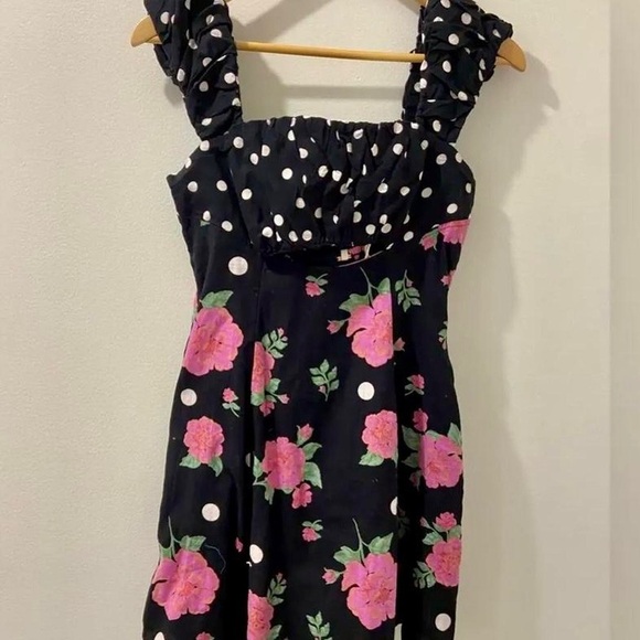 Free People| ‘Mixed Print Bom Bom’ Mini Dress - Picture 8 of 10